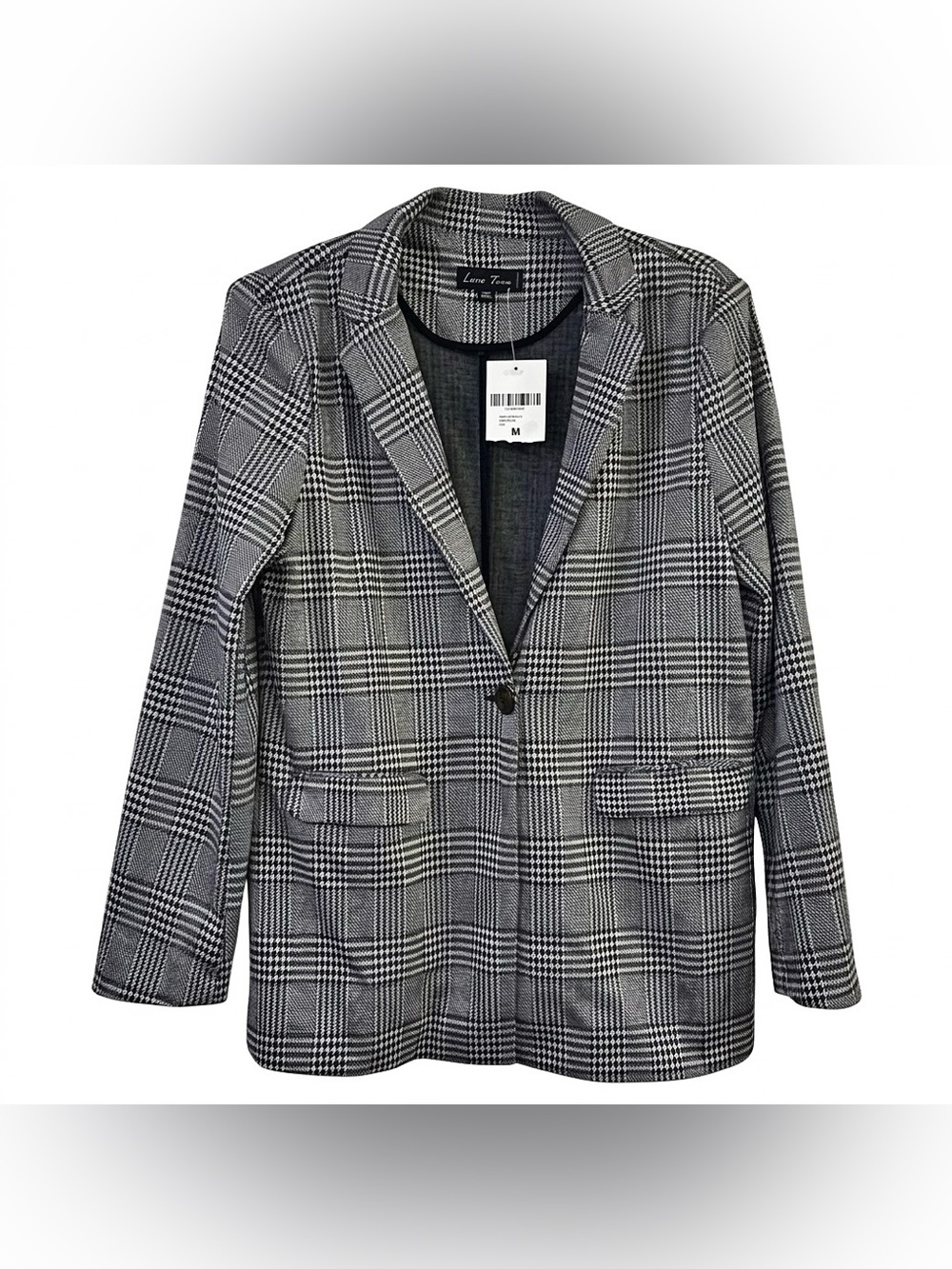 Blazer Jacket Plaid Black & White Love Tree